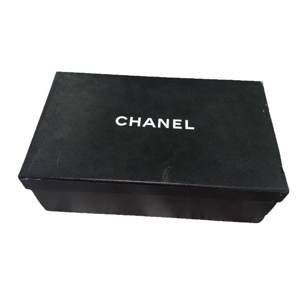 Chanel Shoe Box Authentic Display Empty Box Gift Box Black White 12"x7"x4" Used